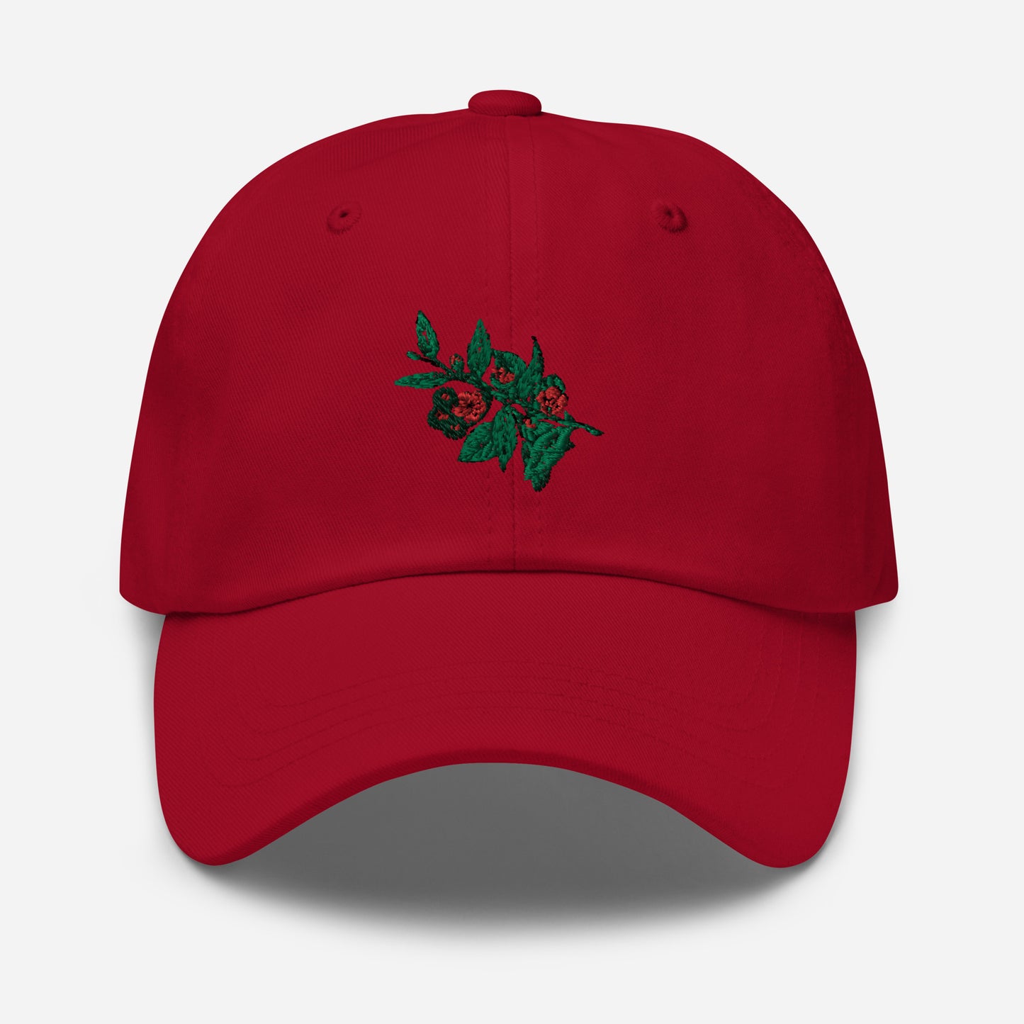 Hat With Embroidered Flower And Fruit Design
