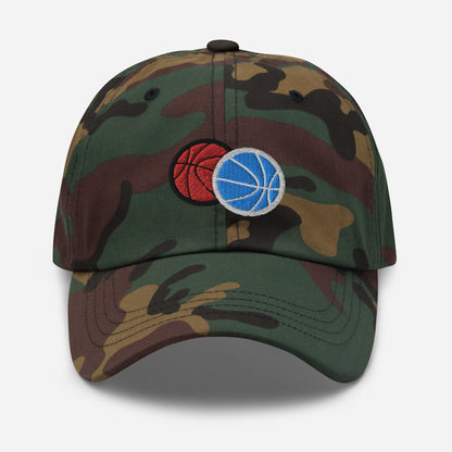 Hat With Embroidered Double Basketball Design