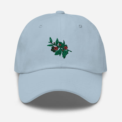 Hat With Embroidered Flower And Fruit Design