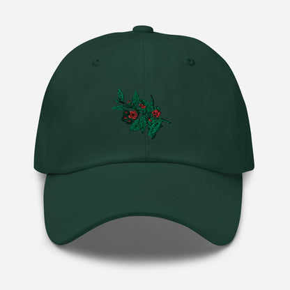 Hat With Embroidered Flower And Fruit Design