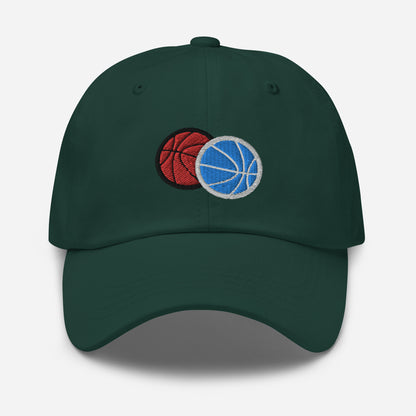 Hat With Embroidered Double Basketball Design
