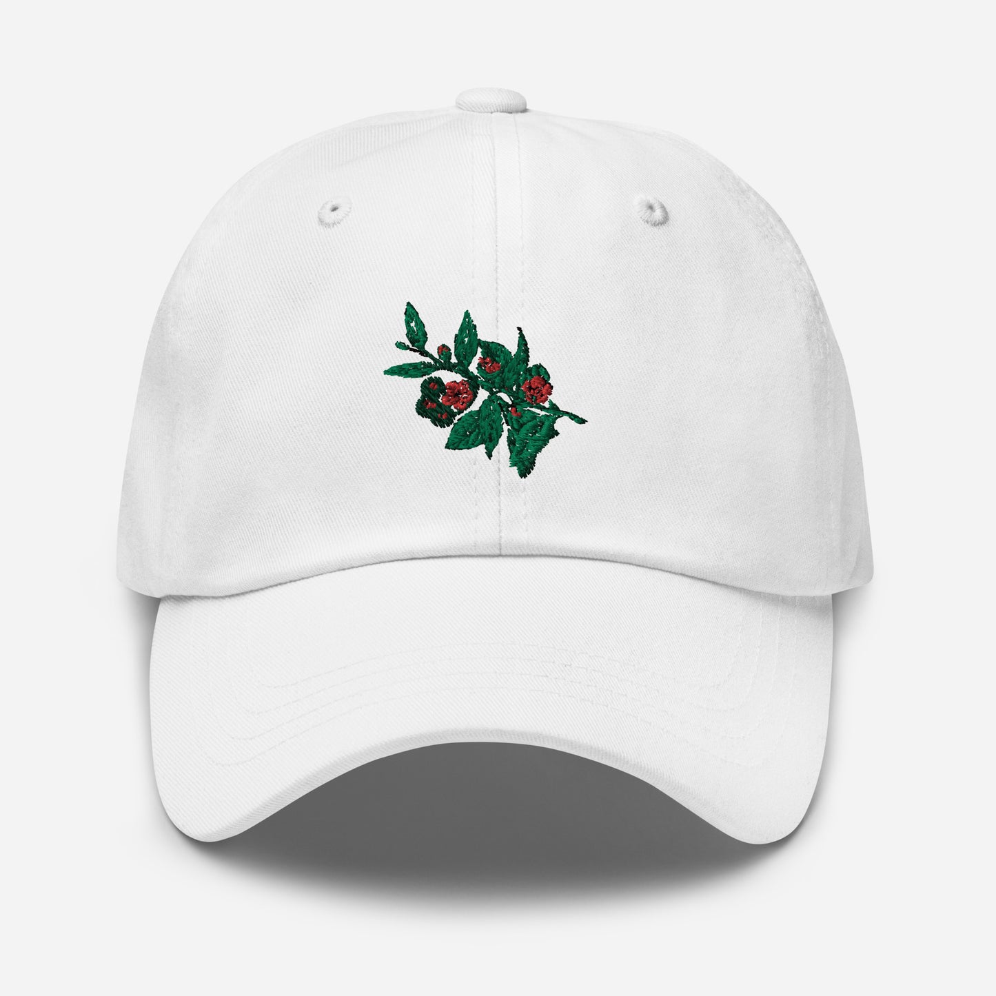 Hat With Embroidered Flower And Fruit Design